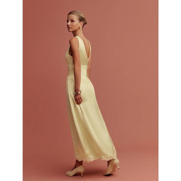 Reformation Stasia Silk Dress Blonde - Picture 7 of 16